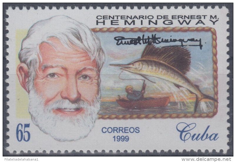 1999.7- * CUBA 1999. MNH. ERNEST HEMINGWAY. MARLING FISHING. PERCA DE LA AGUJA. PECES. FISH. - Unused Stamps