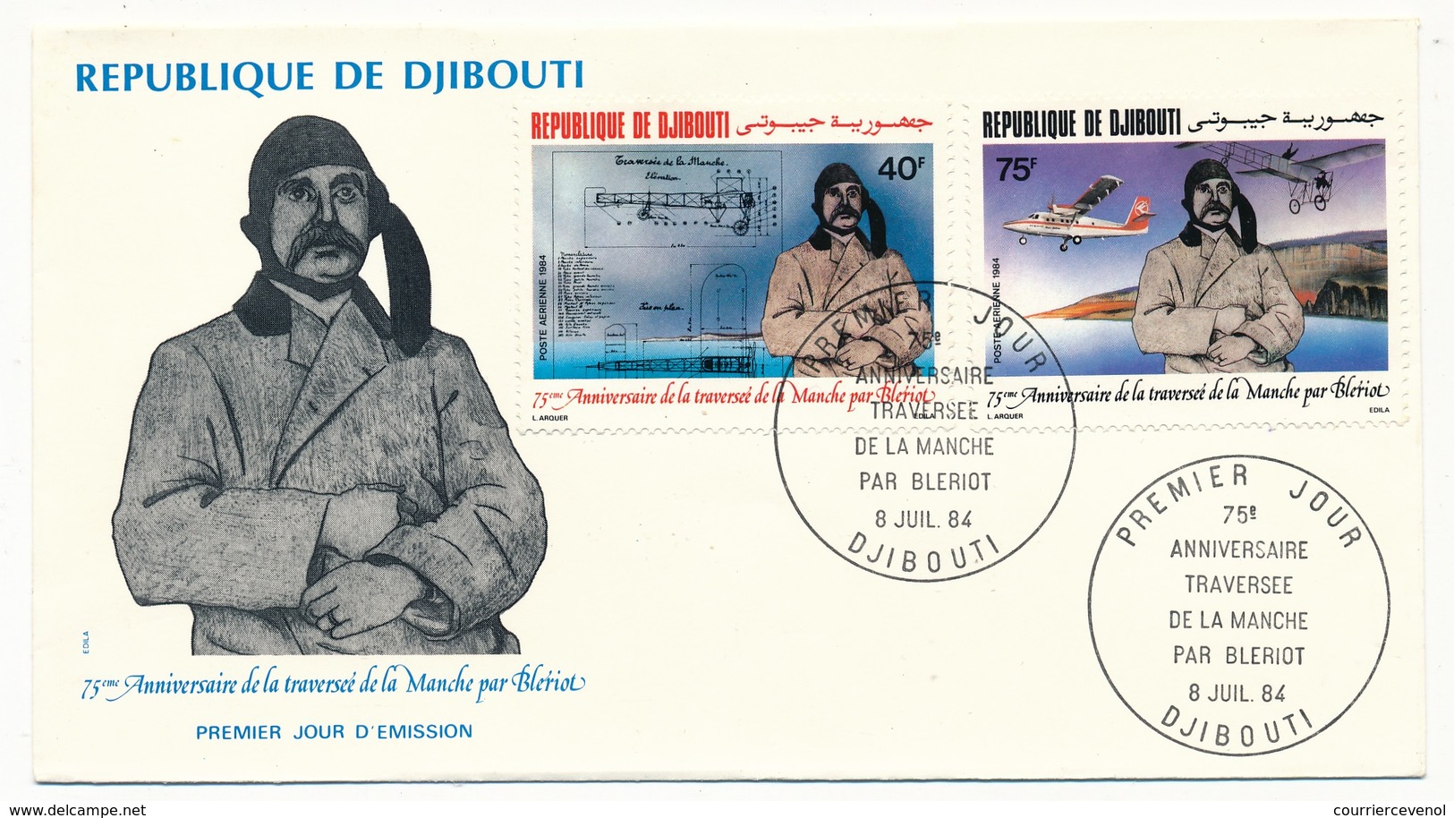 DJIBOUTI => 2 FDC - 75eme Anniversaire Traversée De La Manche Par BLERIOT - Juillet 1984 - Djibouti (1977-...)