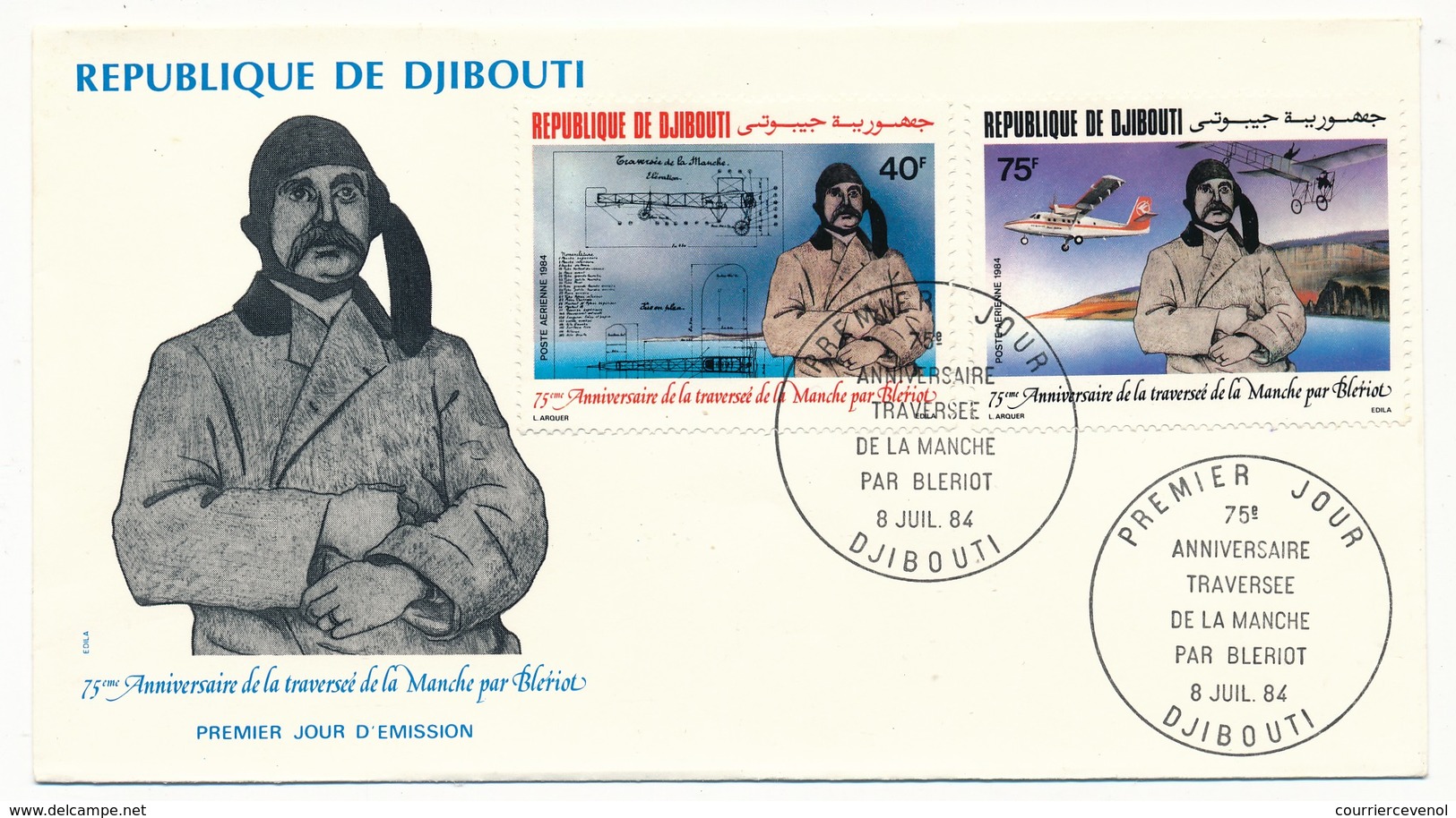 DJIBOUTI => 2 FDC - 75eme Anniversaire Traversée De La Manche Par BLERIOT - Juillet 1984 - Gibuti (1977-...)