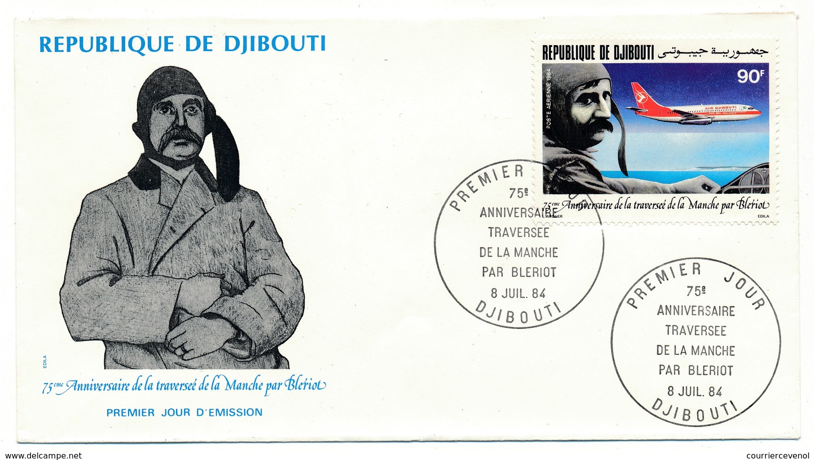 DJIBOUTI => 2 FDC - 75eme Anniversaire Traversée De La Manche Par BLERIOT - Juillet 1984 - Djibouti (1977-...)