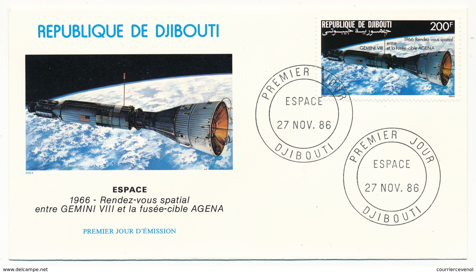 DJIBOUTI => 2 FDC - Espace - 27 Nov 1986 - Djibouti (1977-...)