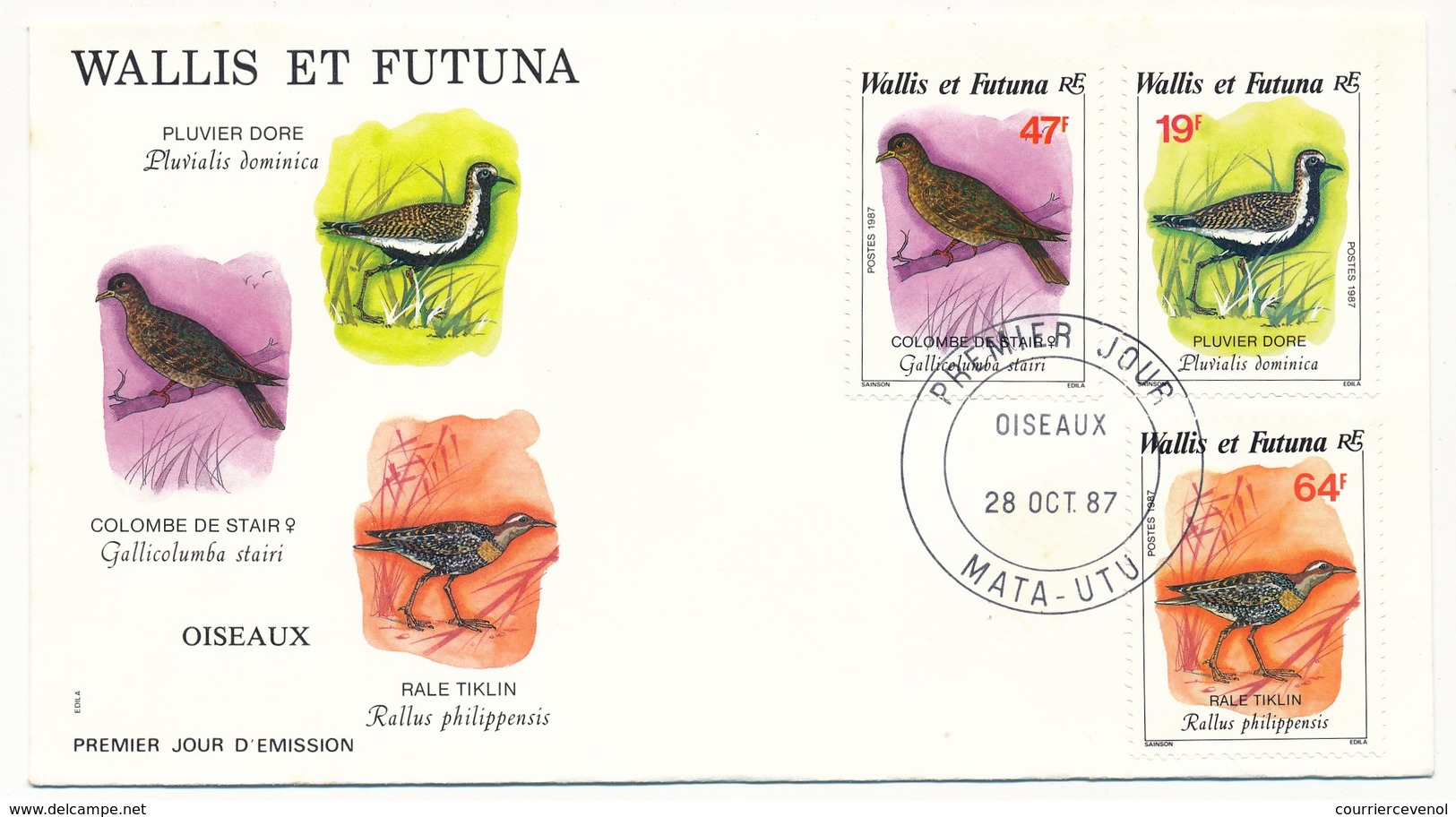 WALLIS ET FUTUNA => 2 FDC - OISEAUX - 28 Oct 1987 - FDC