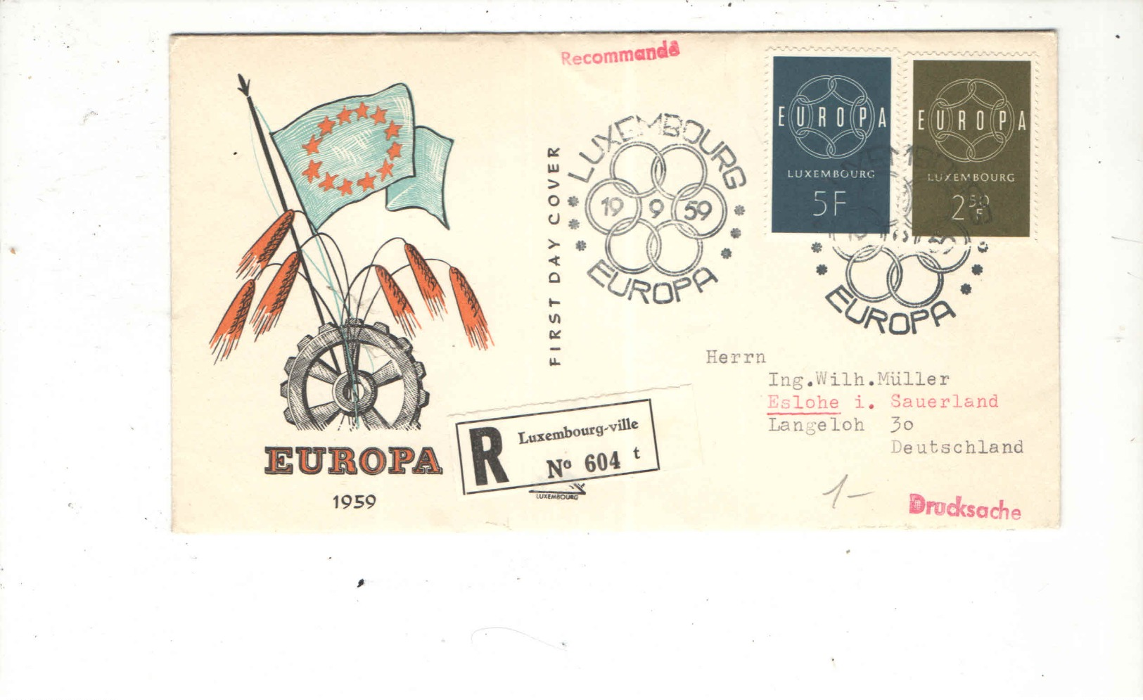 Lussemburgo 1959 FDC Cept Europa See Scan - FDC