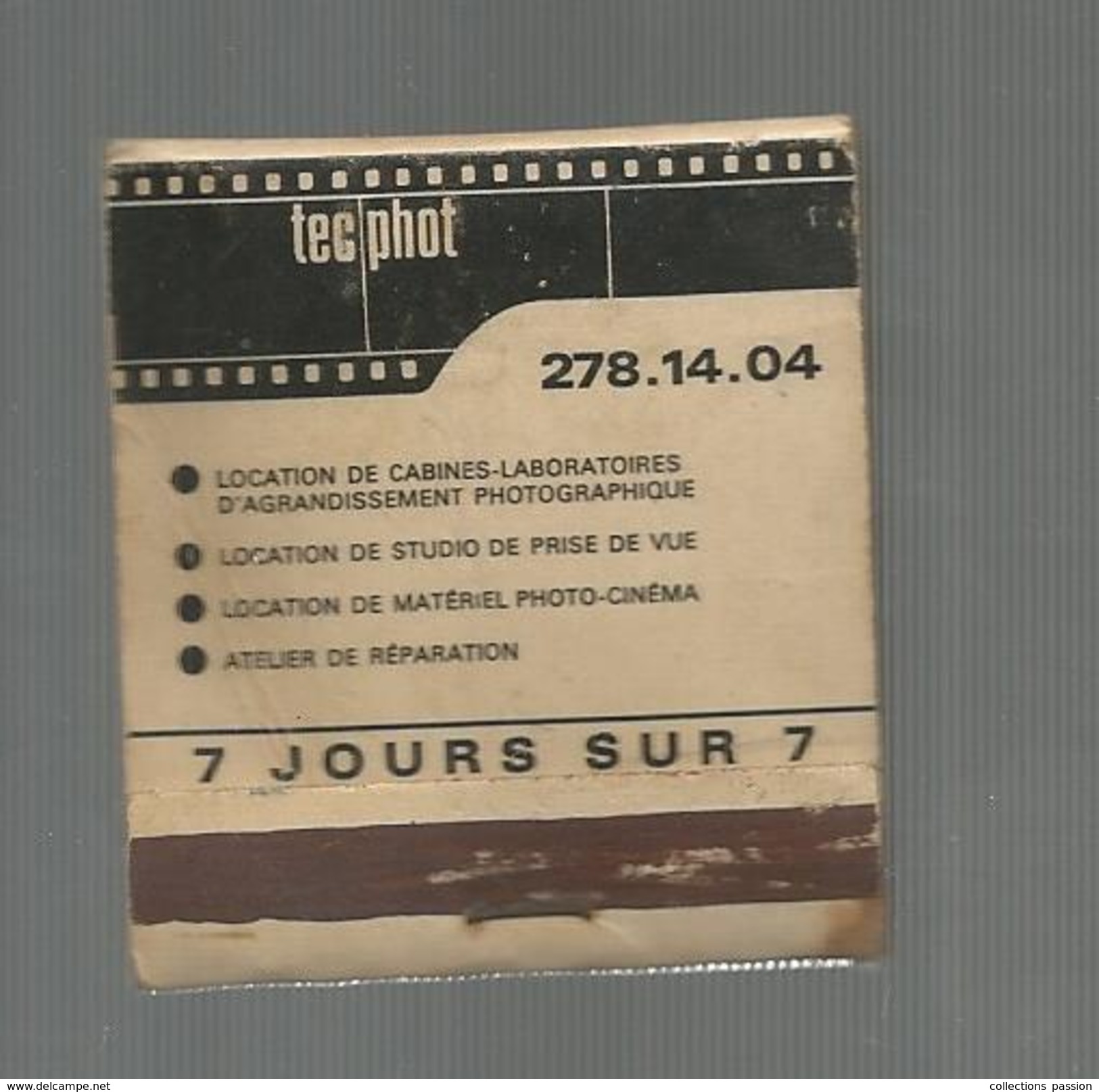 G-I-E , Tabac , Boite, Pochette D'ALLUMETTES, 2 Scans, Publicité, TEC PHOT , Photographies , Paris , 5 Rue St Bon - Matchbox Labels