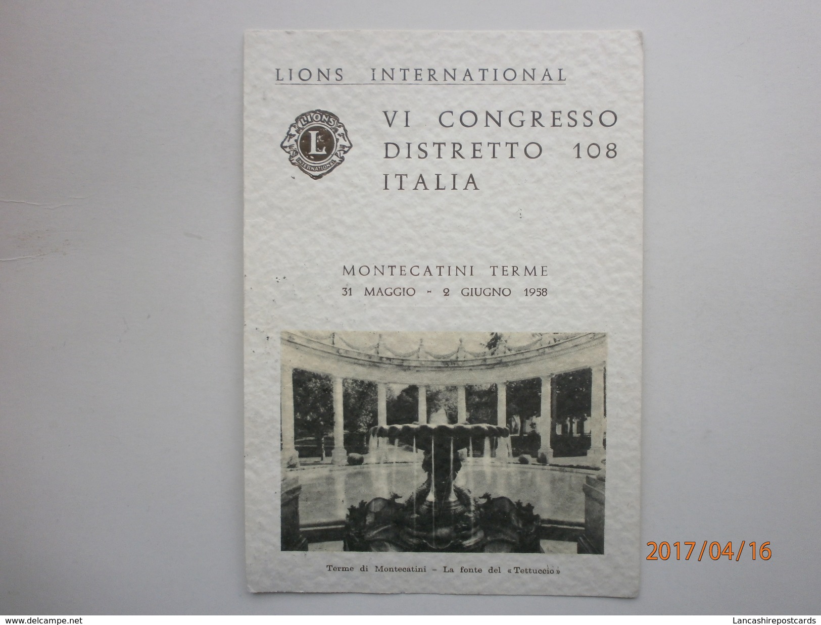 Postcard Lions Club International Congress Montecatini Terme Tuscany 1958 Nice Stamps & Cancel  My Ref B21054 - Other & Unclassified