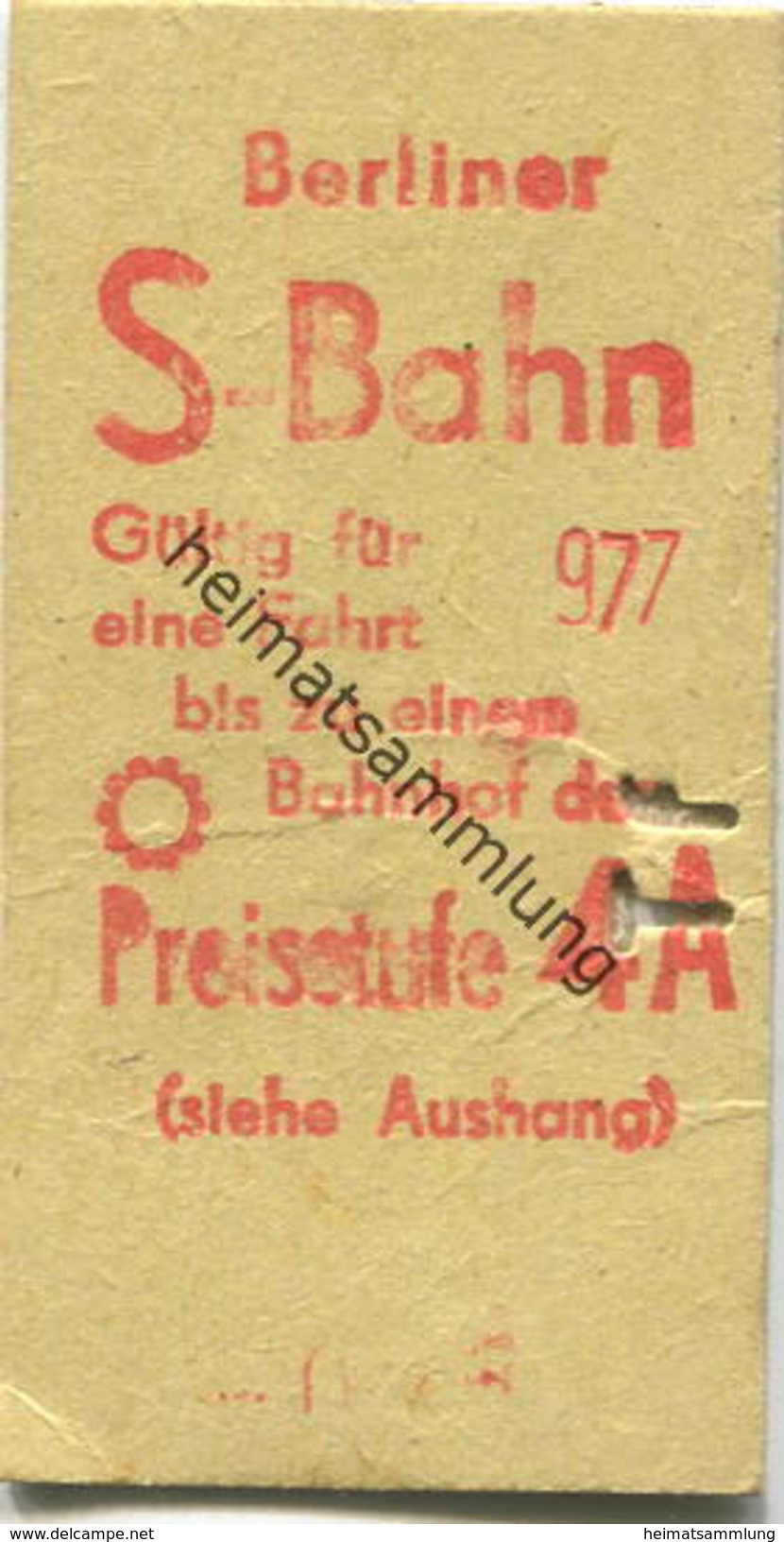 Deutschland - Berlin - Berliner S-Bahn - Gültig Für Eine Fahrt Bis Zu Einem Bahnhof Der Preisstufe 4A - Fahrkarte - Europe