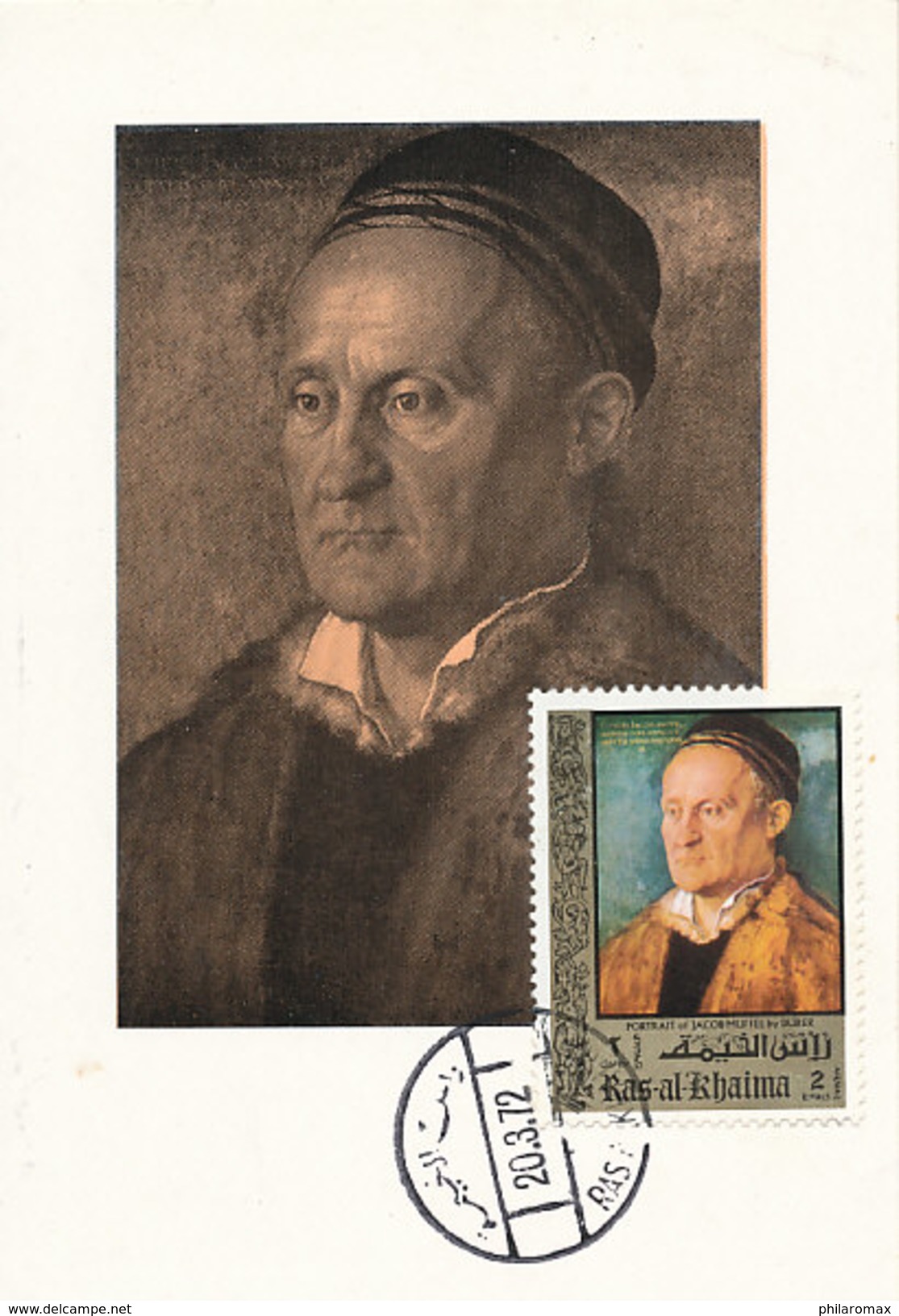 D29719 CARTE MAXIMUM CARD 1972 RAS AL KHAIMA - PORTRAIT JACOB MUFFEL BY DÜRER CP ORIGINAL - Sonstige & Ohne Zuordnung