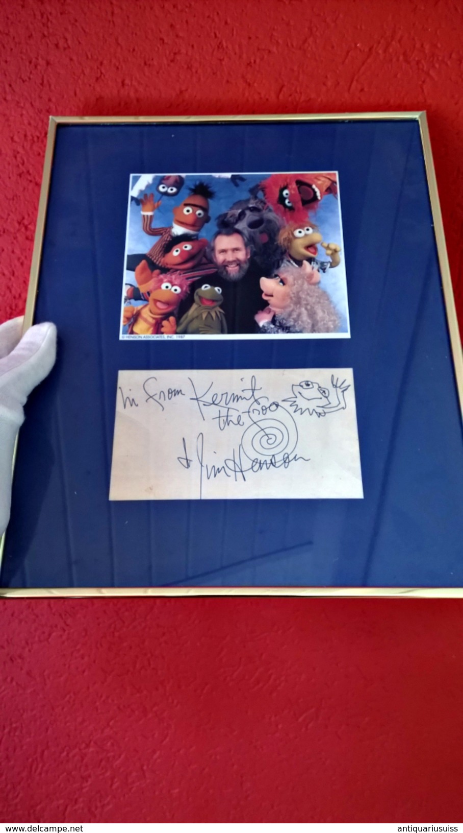 Orginal - Jim Henson Hand Signed Autographed Drawn Kermit The Frog Sketch - Autographes