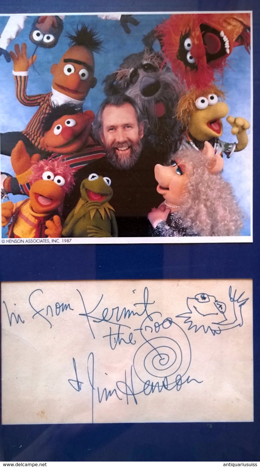 Orginal - Jim Henson Hand Signed Autographed Drawn Kermit The Frog Sketch - Autographes
