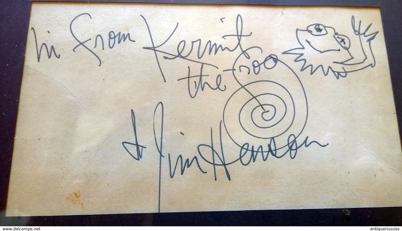 Orginal - Jim Henson Hand Signed Autographed Drawn Kermit The Frog Sketch - Autogramme