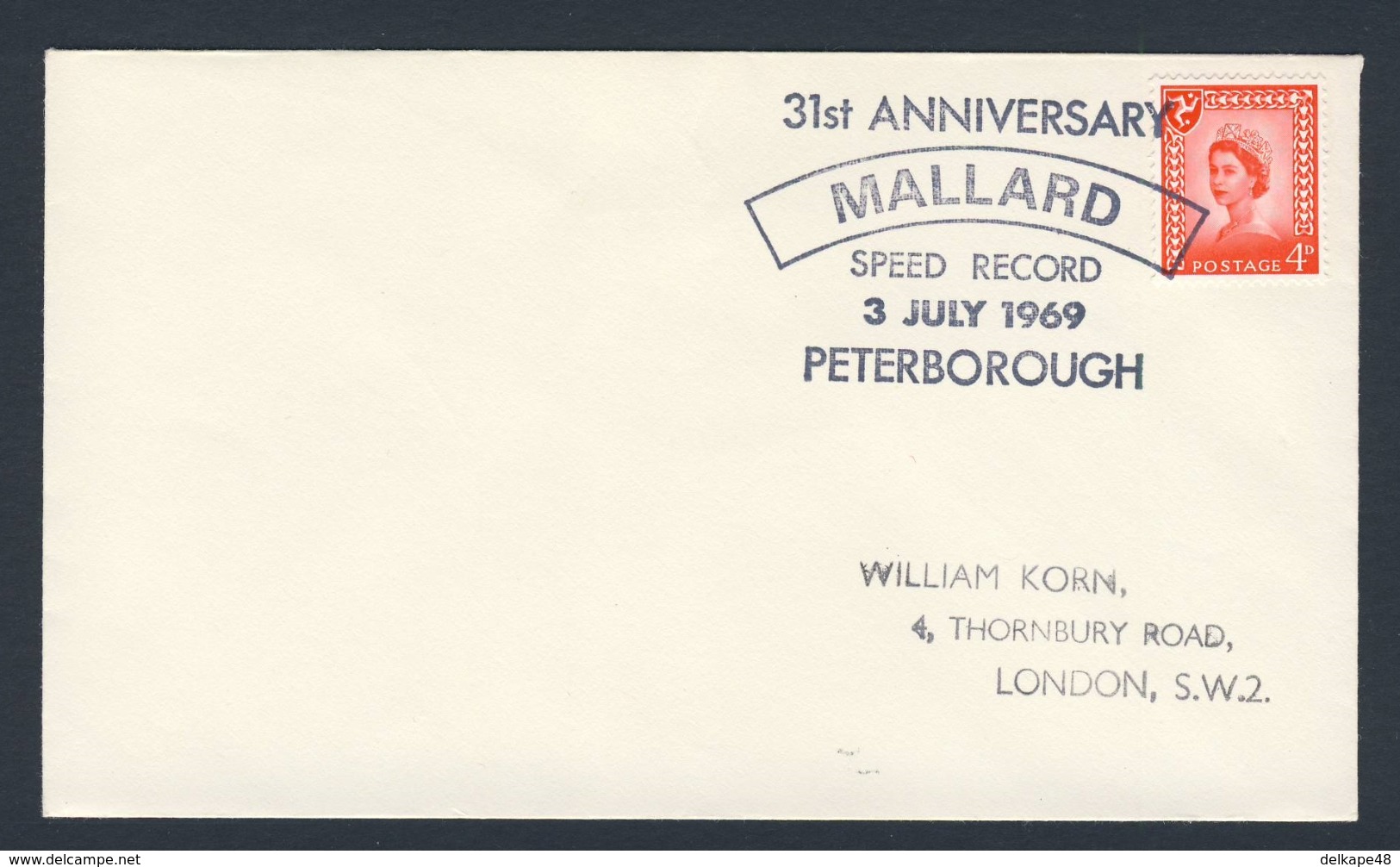 Great Britain 1969 Cover / Brief - 31st Ann. "MALLARD" Speed Record 3 July 1969 Peterborough - Treinen