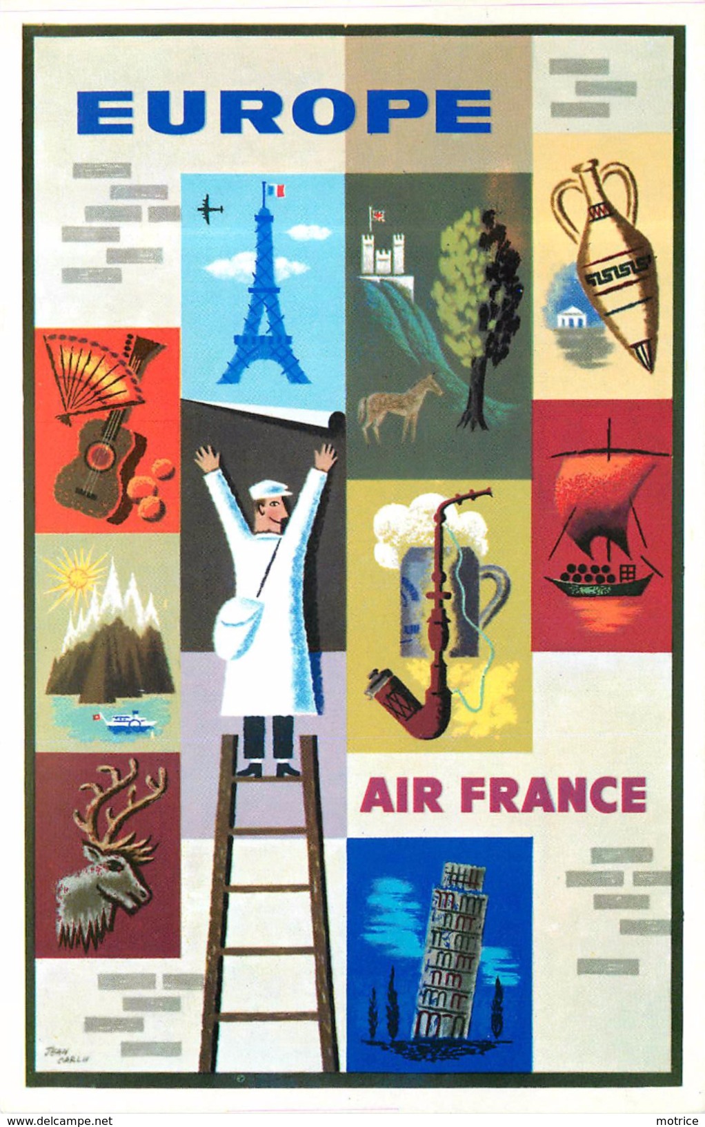 AIR FRANCE - Repro D'affiches Illustrées, Lot De 22 Cartes (moderne,Bastard-Fouqueray Paris)). - Publicité