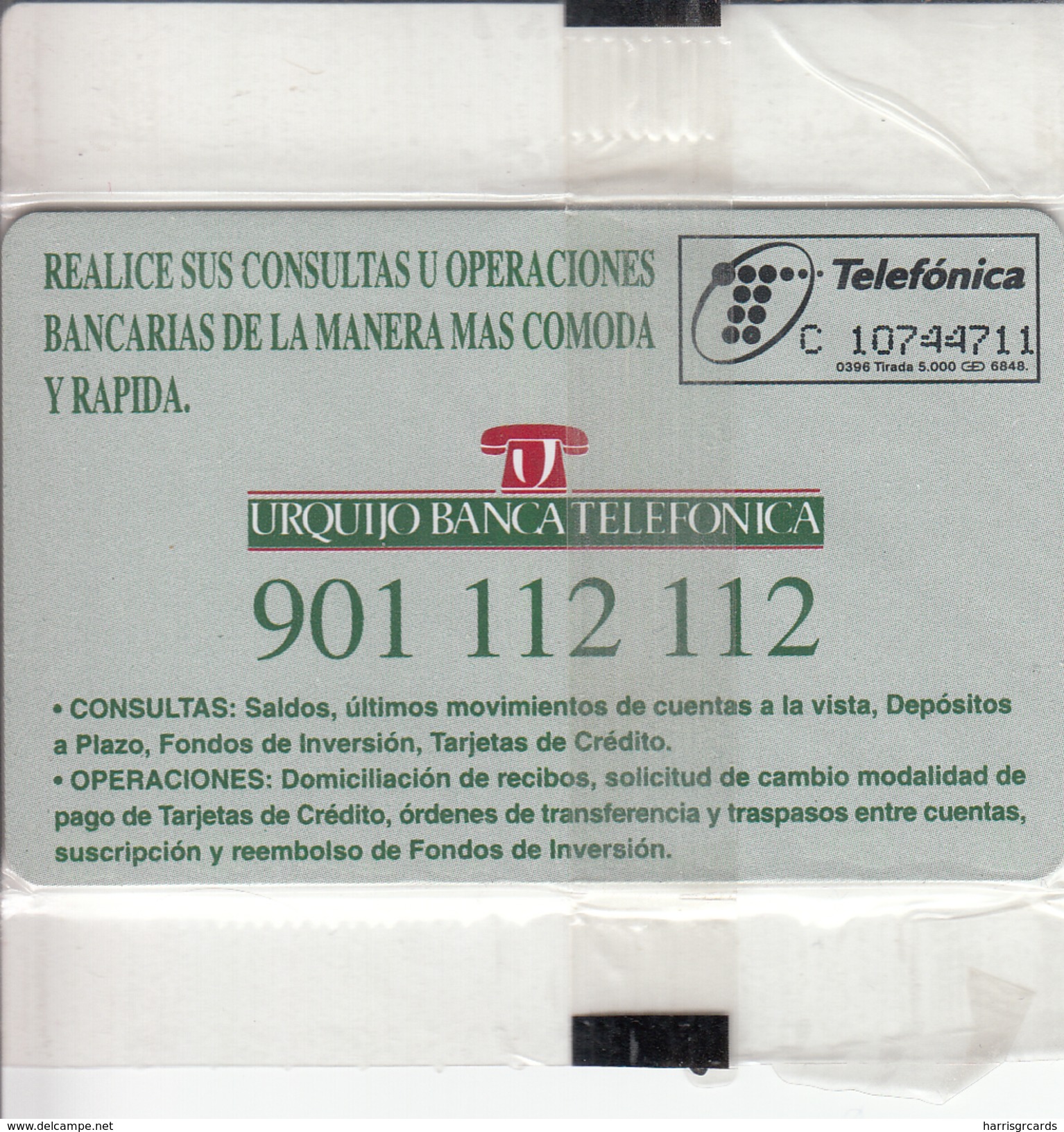 SPAIN - Urquijo Banca Telefonica, P-190, 03/96, Tirage 5.000, Mint - Private Issues