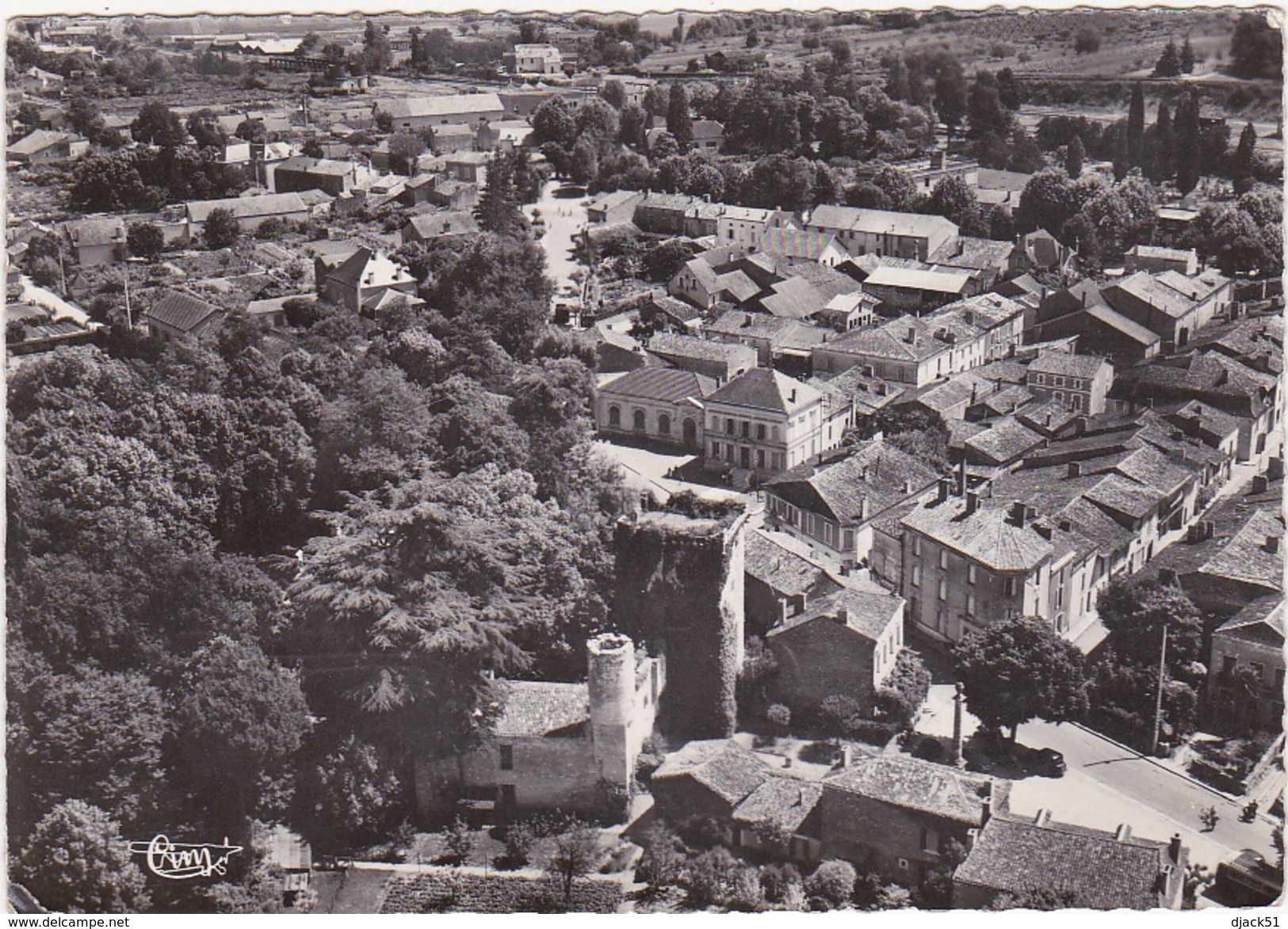 24 - EYMET (Dordogne) - Vue Aérienne - Le Château Et Vue Partielle - 1958 - Autres & Non Classés