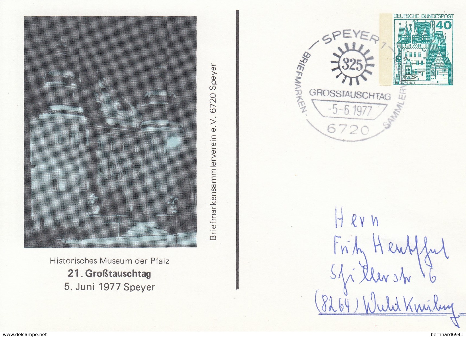 PP 100/40  Briefmarkensammlerverein E.V. 6720 Speyer -21. Großtauschtag 177 Speyer - Histoisches Museum Der Pfalz - Cartoline Private - Usati