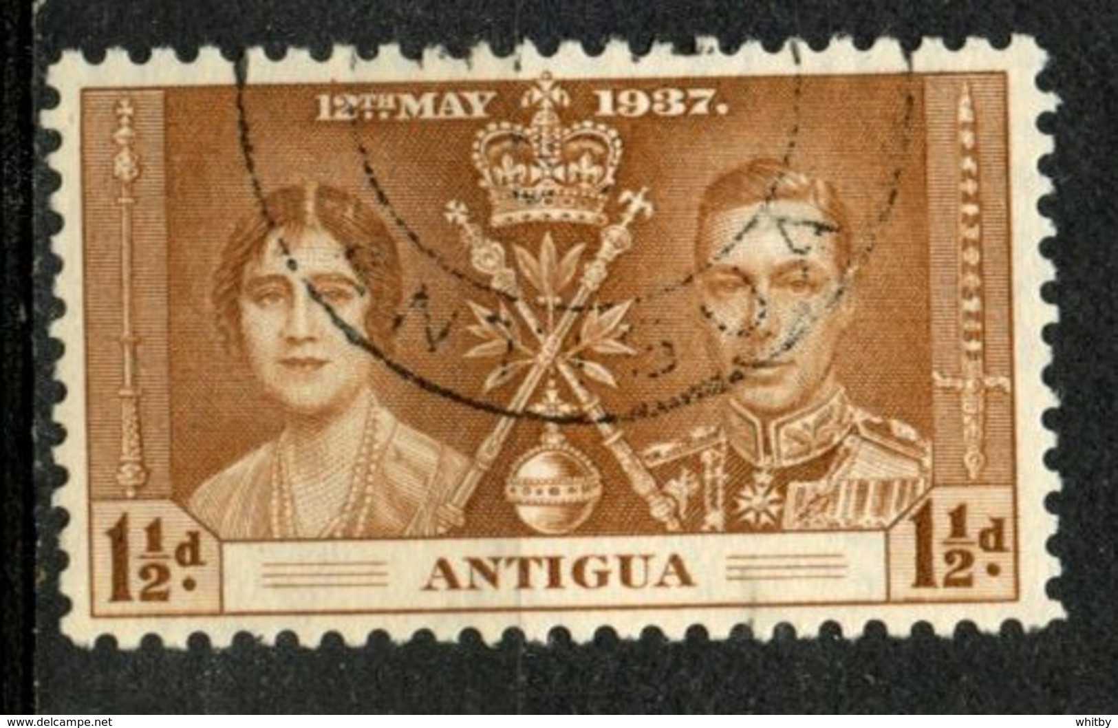 Antigua 1937 1 1/2p Coronation Issue #82 - 1858-1960 Crown Colony