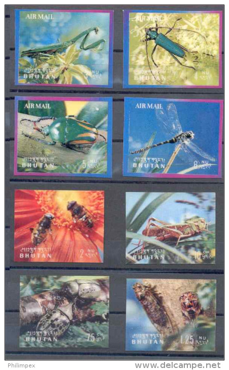 BHUTAN - INSECTS SUPERB SET   2 SHEETLETS ALL 3D-STAMPS NEVER HINGED **! - Bhutan