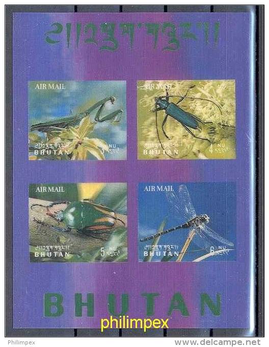 BHUTAN - INSECTS SUPERB SET   2 SHEETLETS ALL 3D-STAMPS NEVER HINGED **! - Bhutan