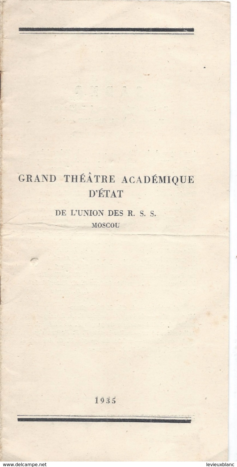 Programme/ SADKO/ Opéra épique En 7 Tableaux / Grand Théatre Académique D'Etat/Moscou/URSS /1935       PROG131 - Programma's