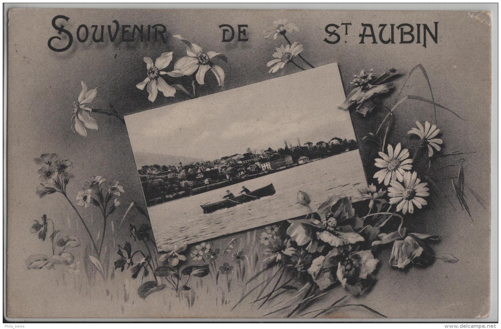 Souvenir De St. Aubin - Cachet: Saint-Aubin - Photo: Timothee Jacot - Saint-Aubin/Sauges