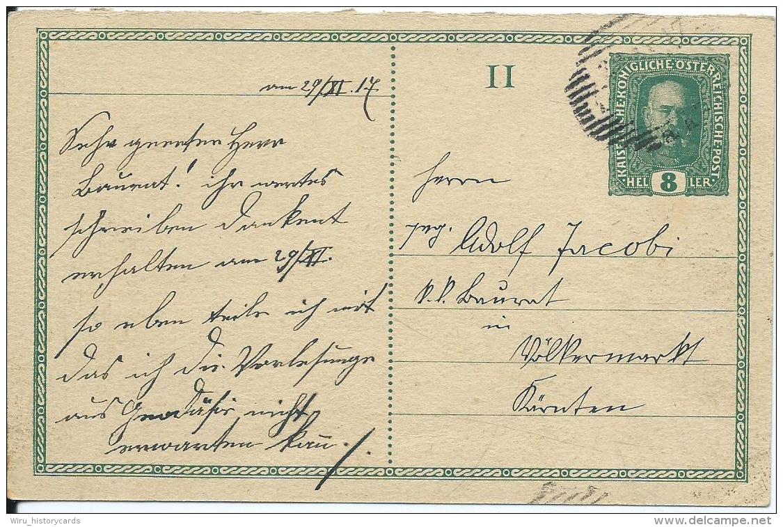 AK 0664  Ganzsache ( Kaiserl- Post 8 Heller )  Nach Völkermarkt Um 1917 - Sonstige & Ohne Zuordnung