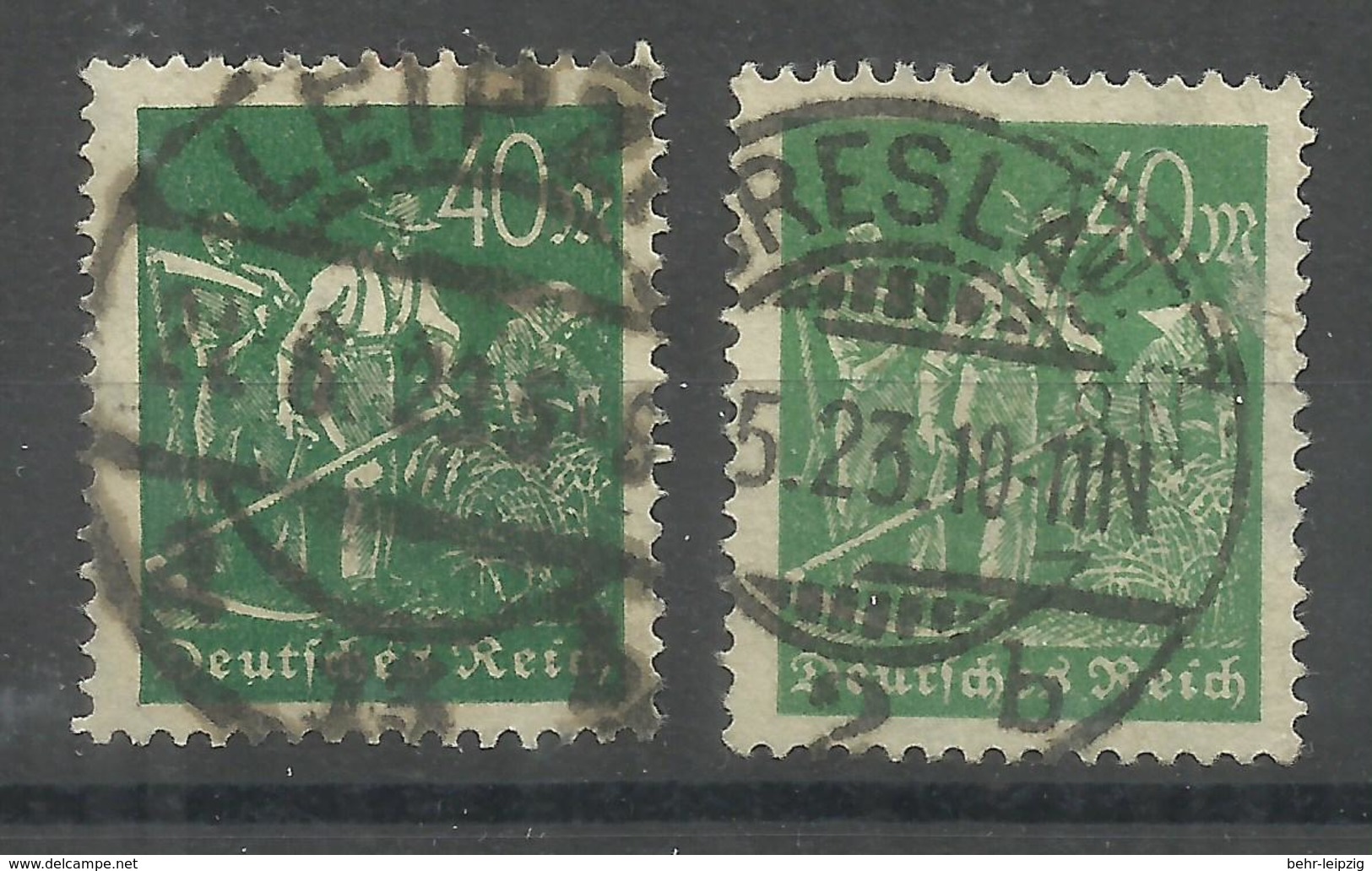 Deutsches Reich 244a,244b "2 Briefmarken Aus Satz:Arbeiter In 2 Von 3 Verschiedenen Farben" Gestempelt  Mi.: 5,50 &euro; - Gebraucht