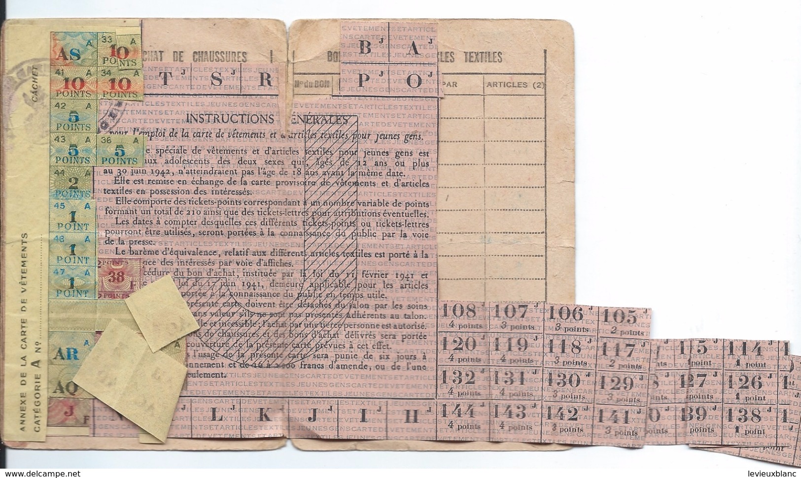 Carte De .vêtements Et D'Articles Textiles/Sec.d'Etat à La Production Industr./Garennes/Eure/Burriez/1946 OL93 - 1939-45