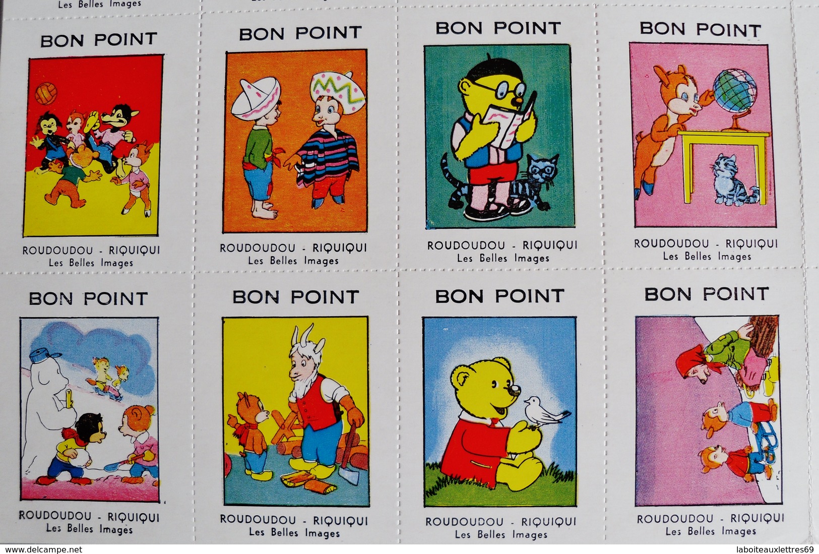 32 BONS-POINTS ROUDOUDOU ET RIQUIQUI LES BELLES IMAGES - PLAQUE NON DECOUPEE