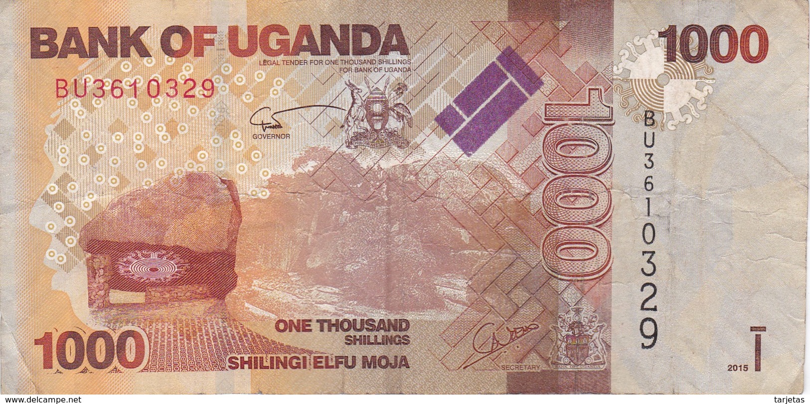 BILLETE DE UGANDA DE 1000 SHILLINGS CON UN CIERVO (DEER) (BANKNOTE) - Ouganda