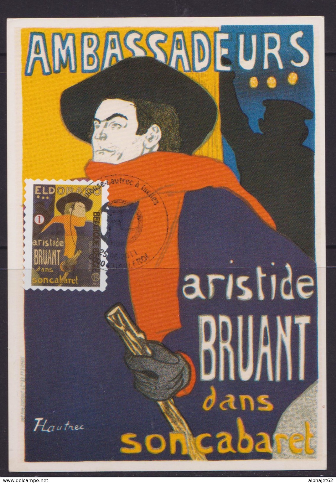 Aristide Bruant Dans Son Cabaret - CARTE MAXIMUM - BELGIQUE - Toulouse Lautrec - 2011 - Impresionismo