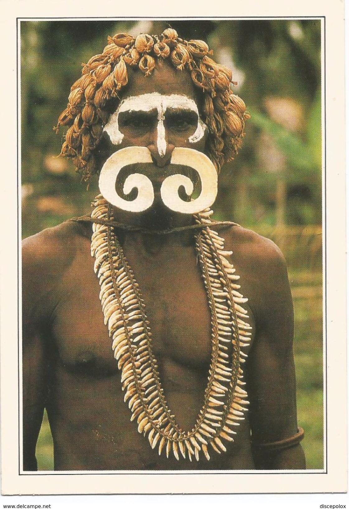 V854/55 Papua Nuova Guinea - Guerriero Asmat - Cartolina Con Legenda Descrittiva - Océanie