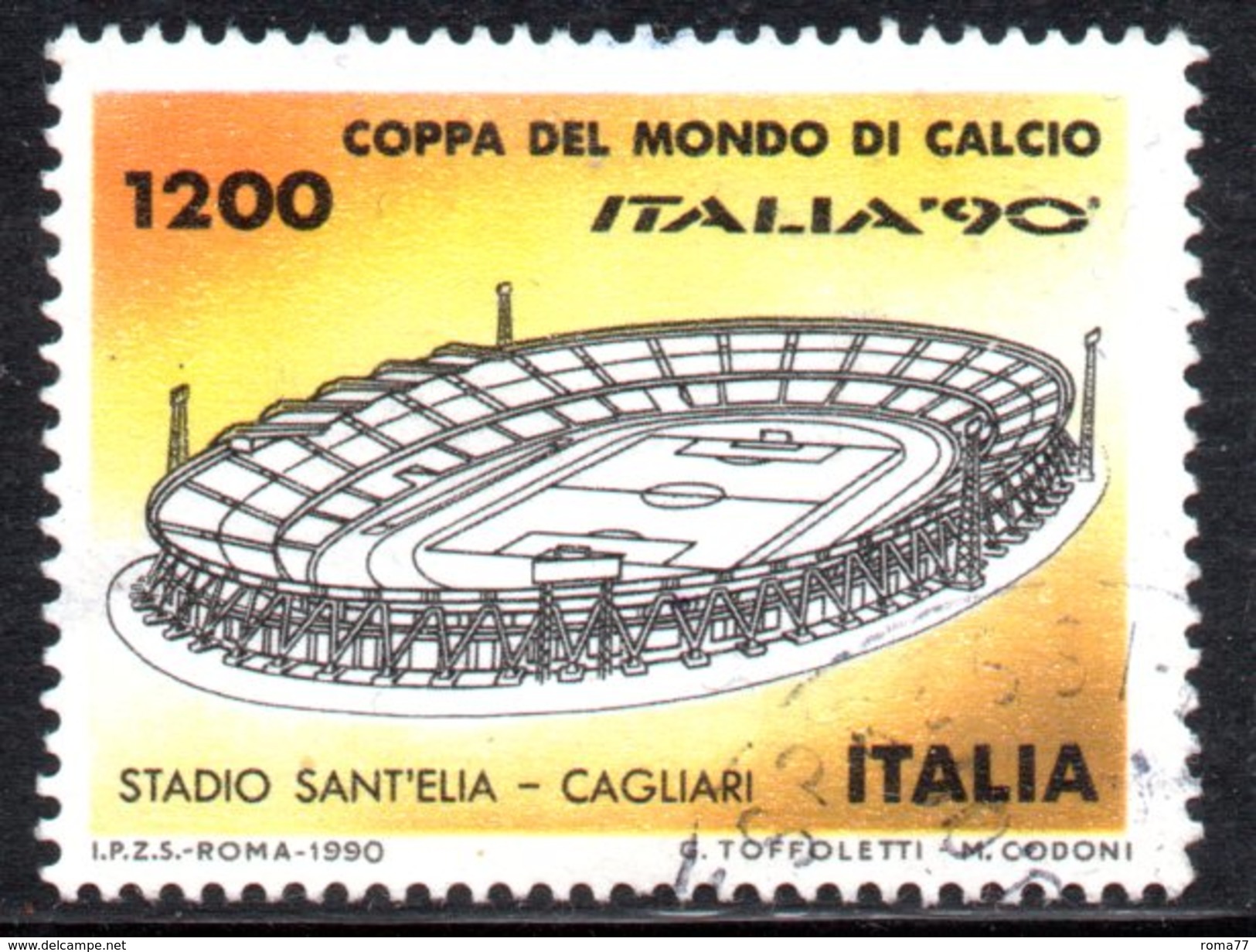 R1656 - ITALIA - 1990 - Usato - 1200 Lire Coppa Rimet Di Calcio - Stadio Cagliari - 1981-90: Usati