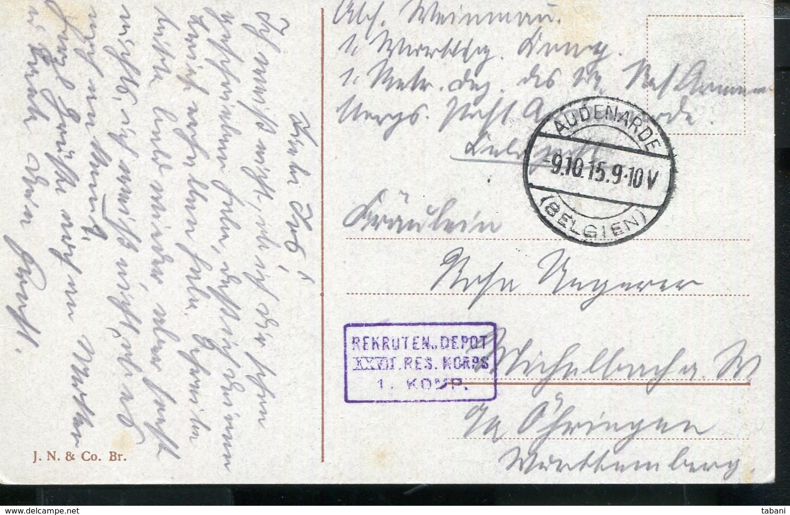 GERMANY WWI FELDPOST FROM AUDENARDE BELGIUM 1915 REKRUTEN DEPOT - Lettres & Documents