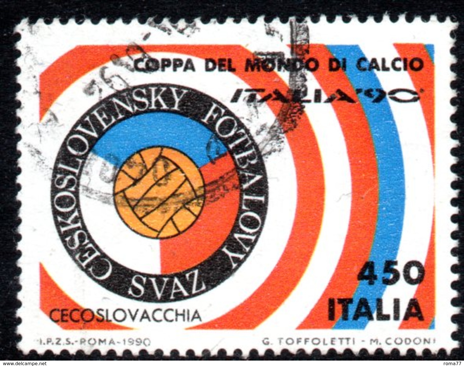 R1661 - ITALIA - 1990 - Usato - 450 Lire Coppa Rimet Di Calcio - Cecoslovacchia - 1981-90: Usati