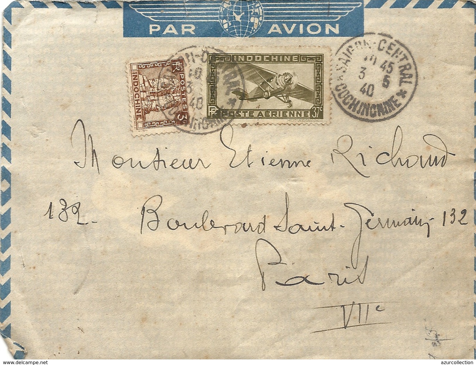 LETTRE 194O . POUR PARIS . PAR AVION - Covers & Documents