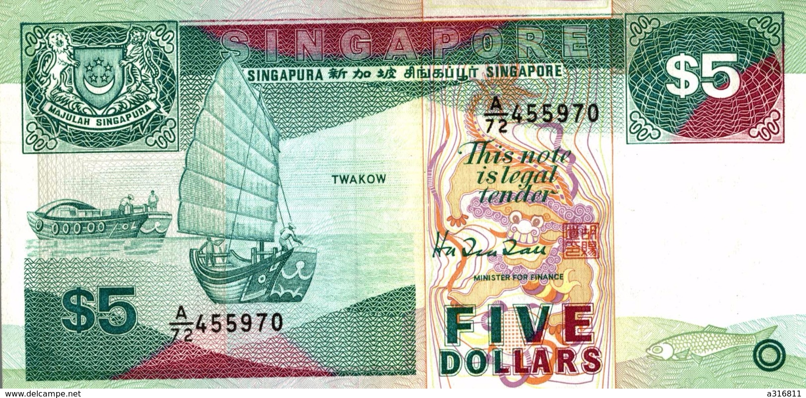 SINGAPORE  5 DOLLARDS - Singapour