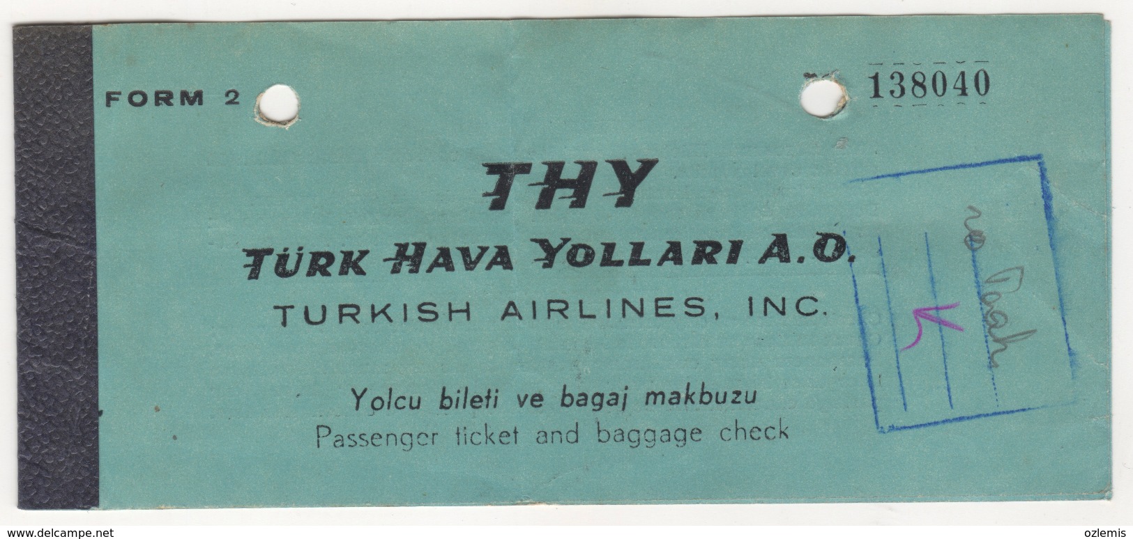 TURQUIE,TURKEI,TURKEY,TURKISH AIRLINES  TICKET - Billetes