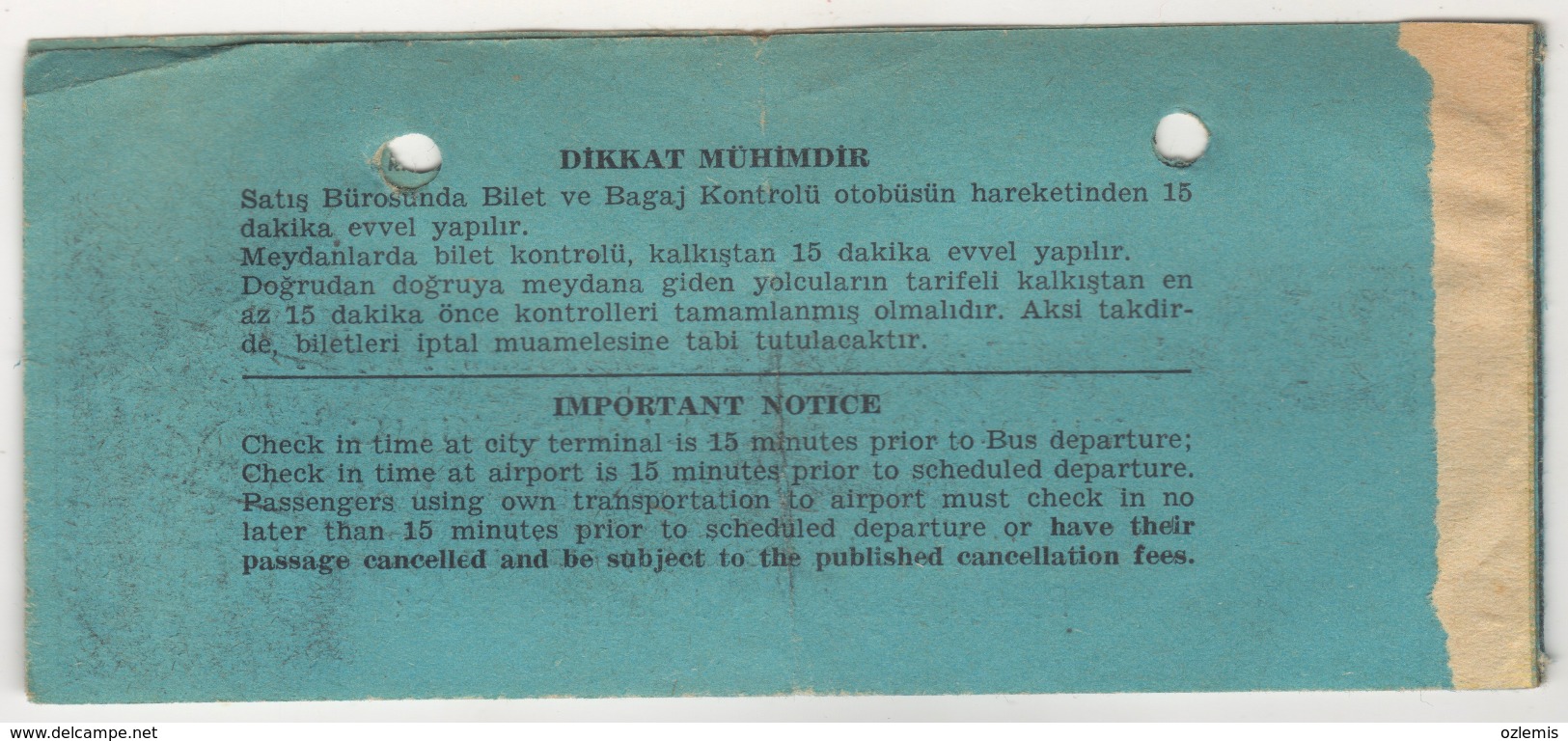 TURQUIE,TURKEI,TURKEY,TURKISH AIRLINES  TICKET - Biglietti
