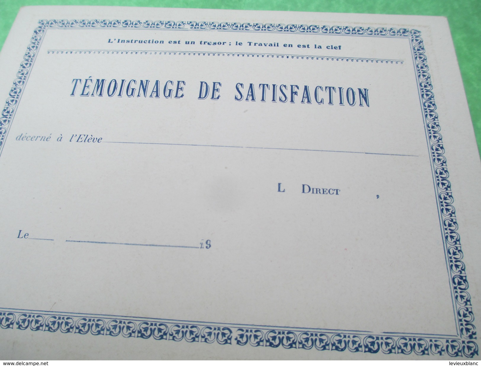 Témoignage De Satisfaction/ Fable De La Fontaine / La Poule Aux Oeufs D'Or / /HL Paris    CAH158 - Diplômes & Bulletins Scolaires