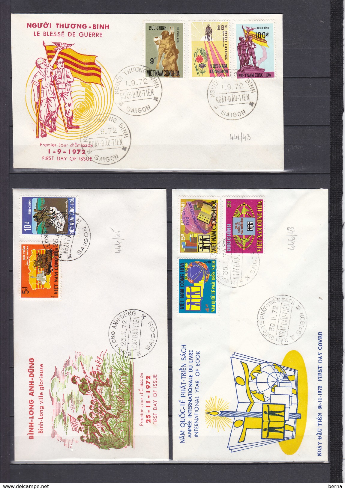 VIETNAM LOT 12 FDC FROM YEAR 1972 - Vietnam