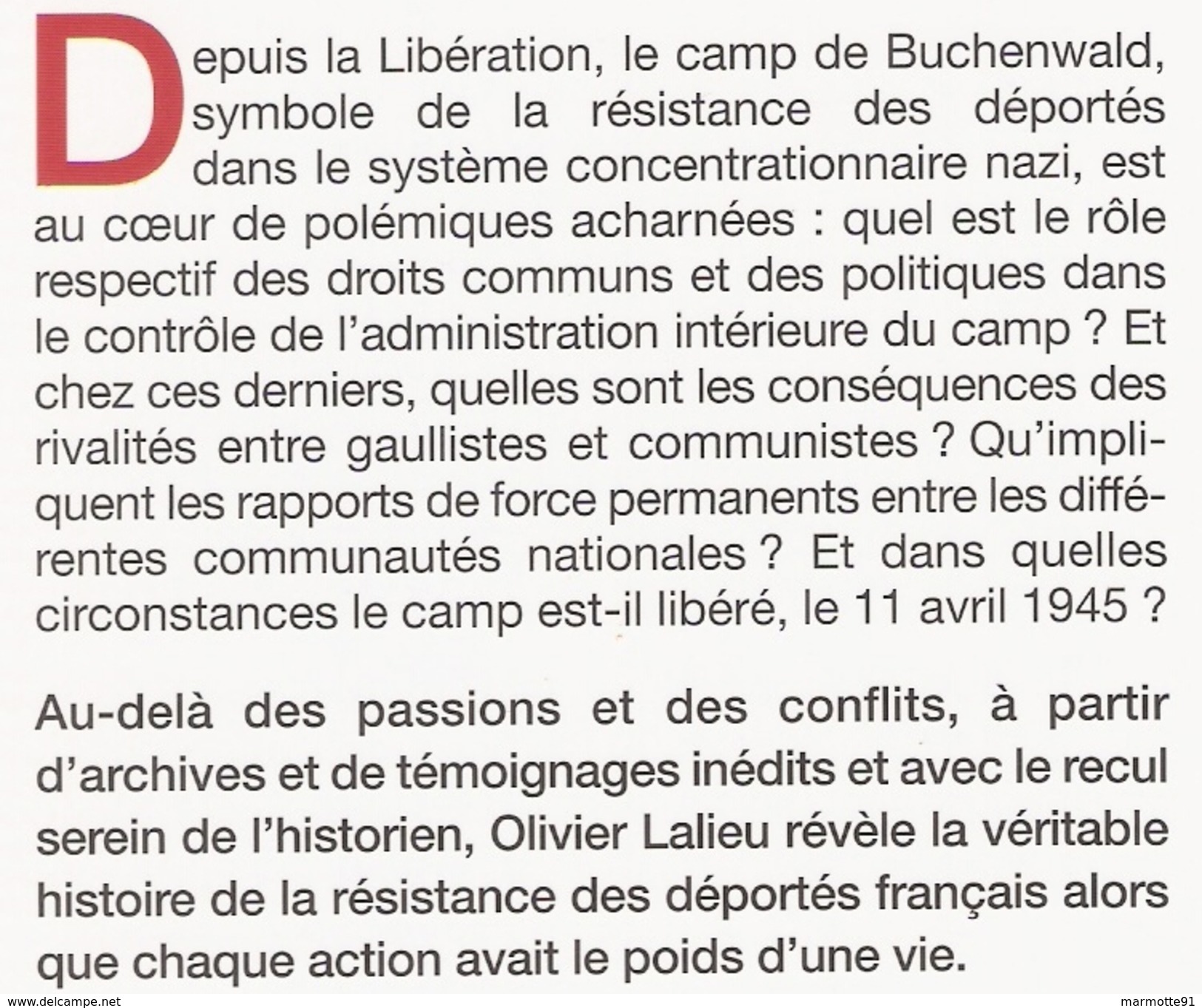 RESISTANCE FRANCAISE A BUCHENWALD DEPORTE CAMP CONCENTRATION REICH - Guerre 1939-45