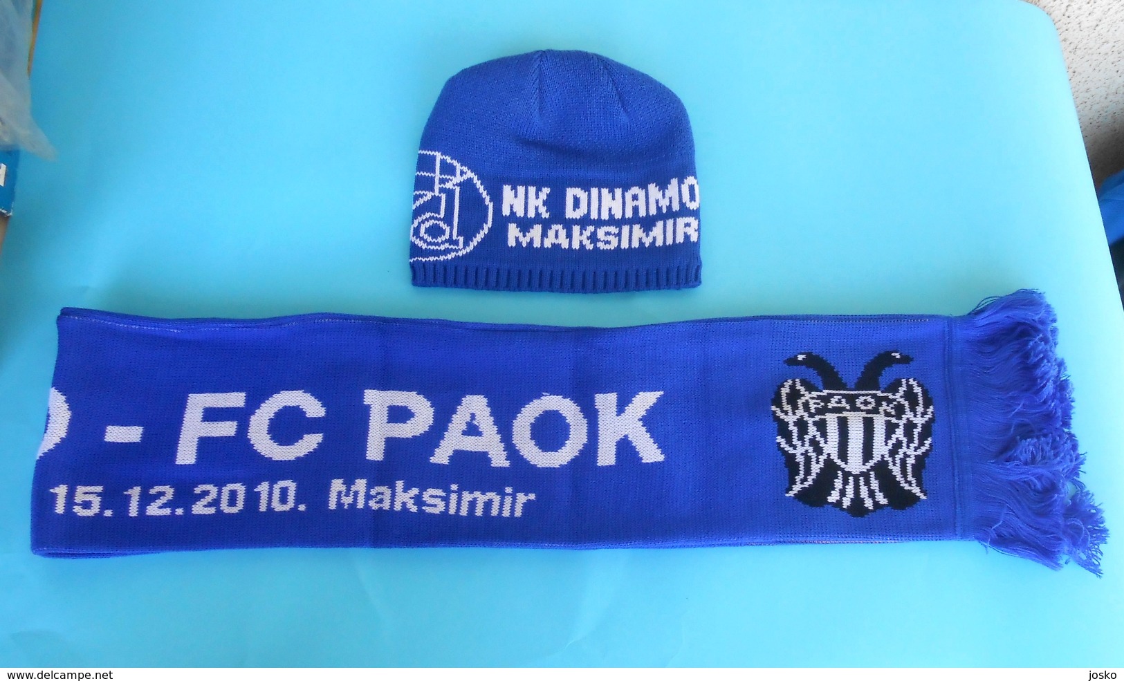 DINAMO ZAGREB Vs PAOK FC - 2010 UEFA Europa League * Football Scarf + Cap Ultras Soccer Fussball Thessaloniki Greece - Apparel, Souvenirs & Other