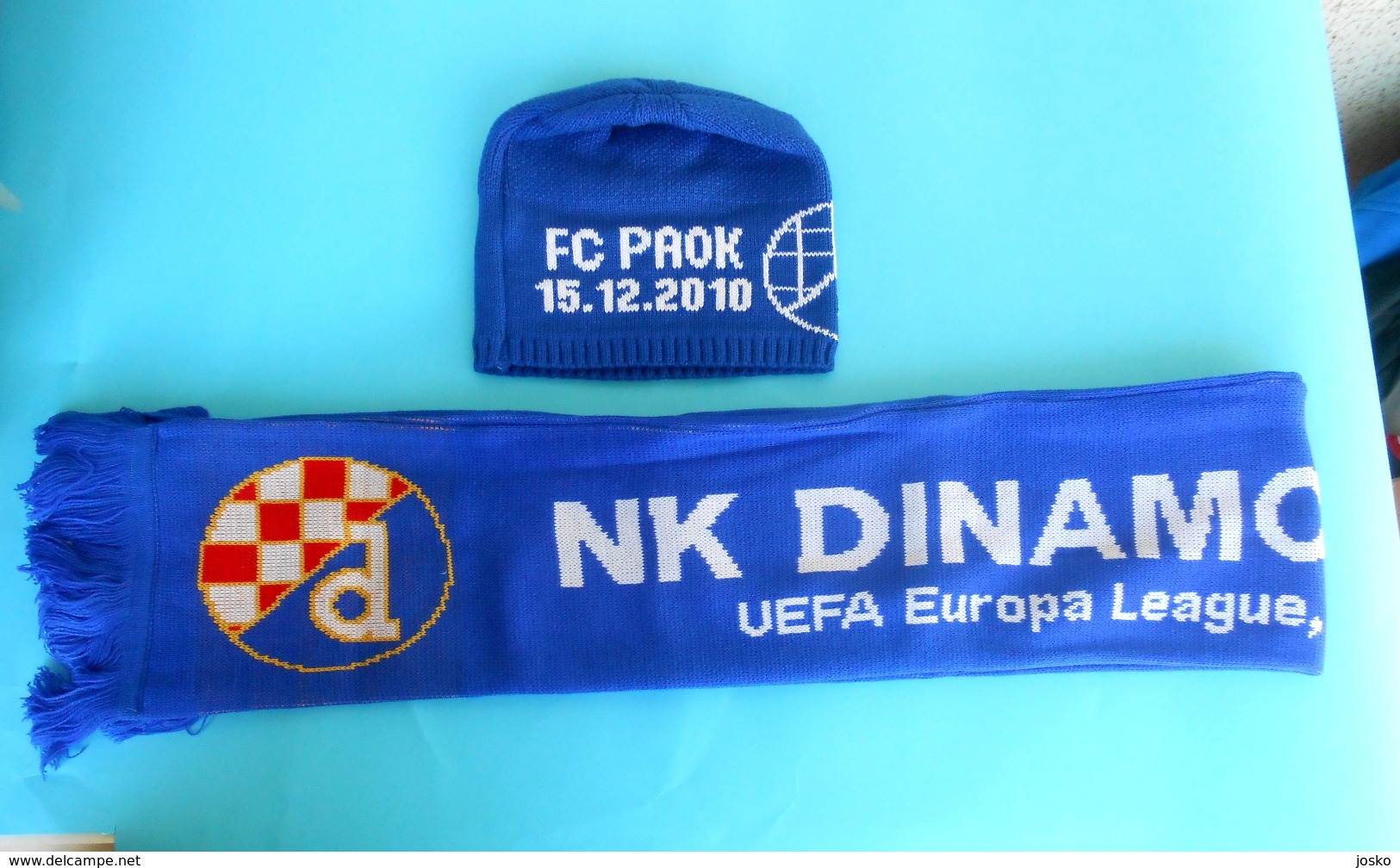 DINAMO ZAGREB Vs PAOK FC - 2010 UEFA Europa League * Football Scarf + Cap Ultras Soccer Fussball Thessaloniki Greece - Apparel, Souvenirs & Other