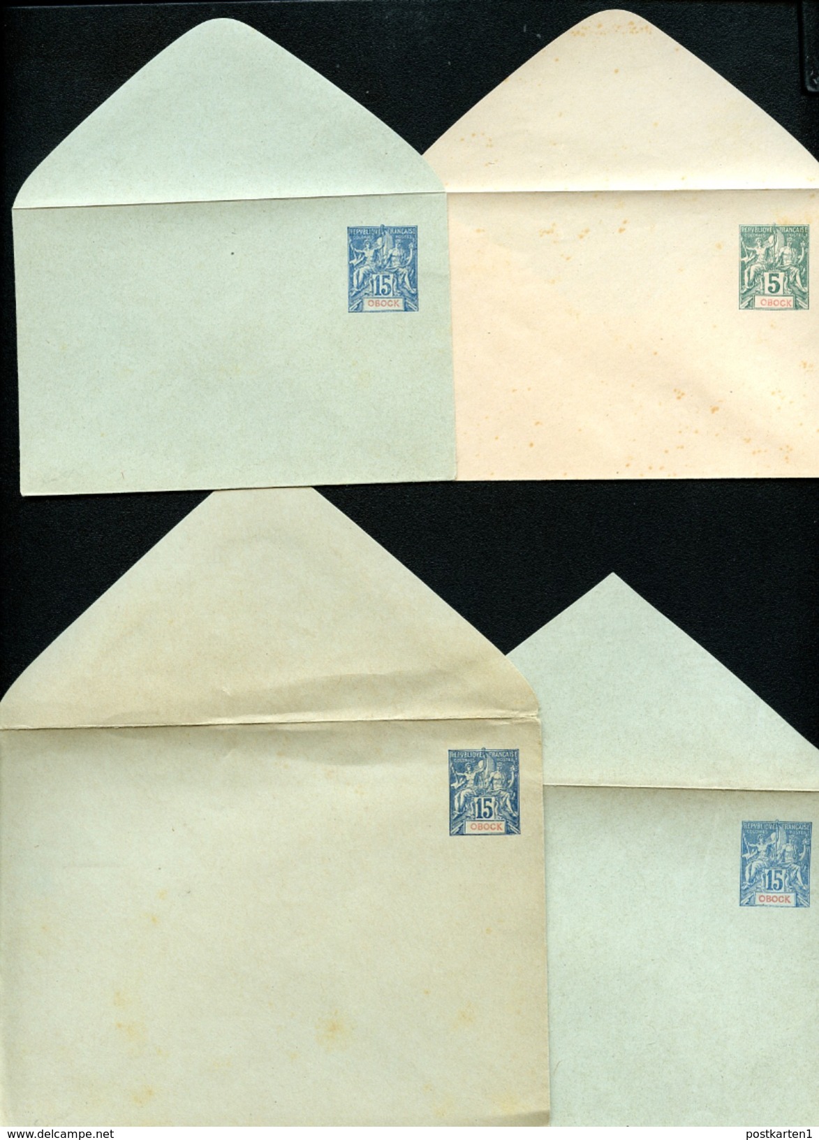 OBOCK DJIBOUTI Complete Set Of 4 Envelopes #B1-2b Mint 1892 - Storia Postale