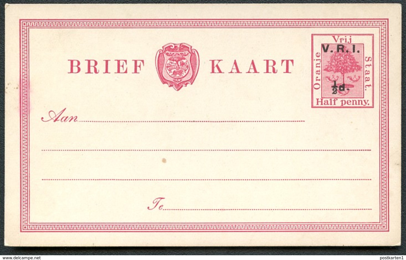 ORANGE RIVER COLONY Overprinted Postal Card #26 Mint Vf 1900 - Oranje Vrijstaat (1868-1909)