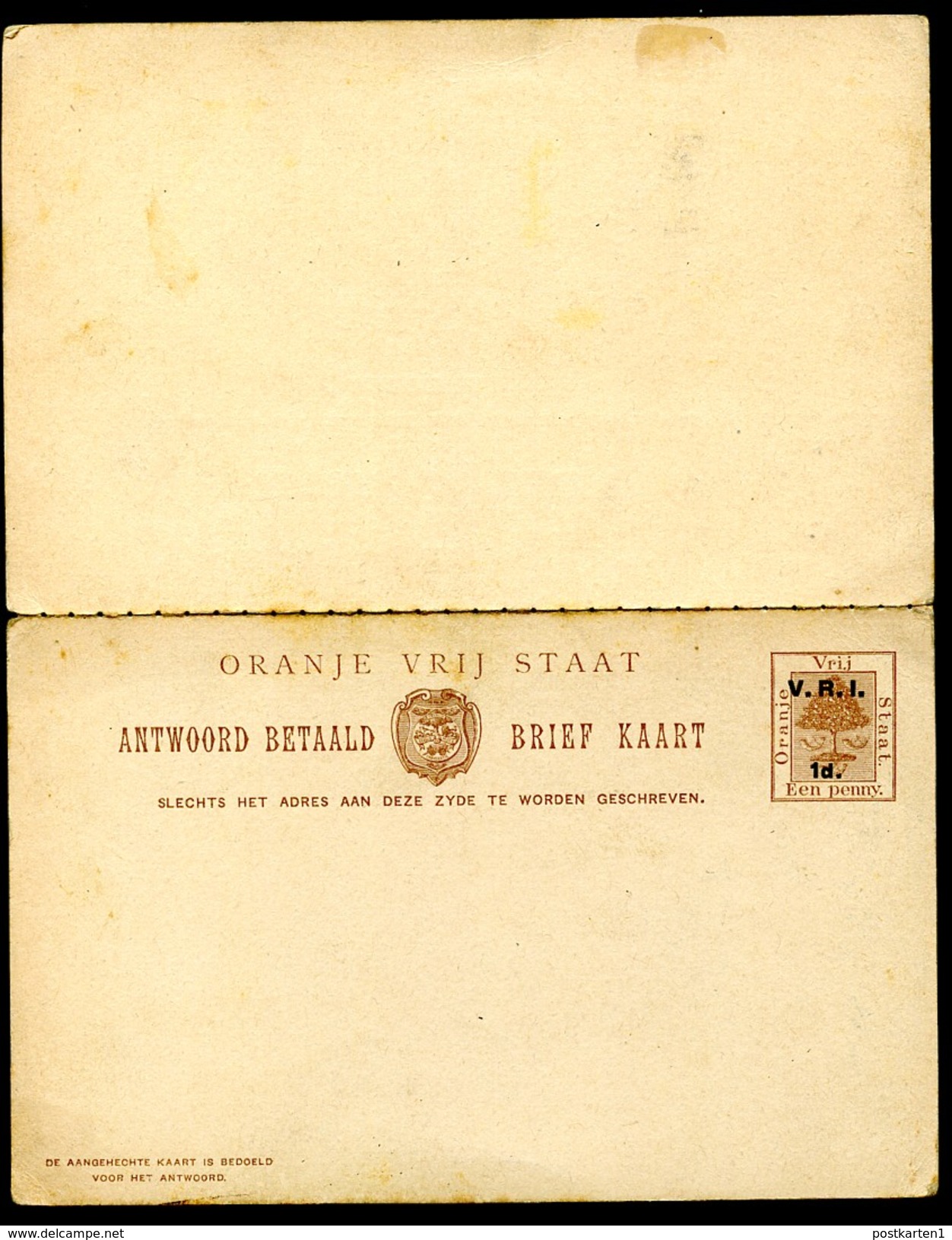 ORANGE RIVER COLONY Overprinted Postal Card With Reply #30 Mint Vf 1900 - Orange Free State (1868-1909)
