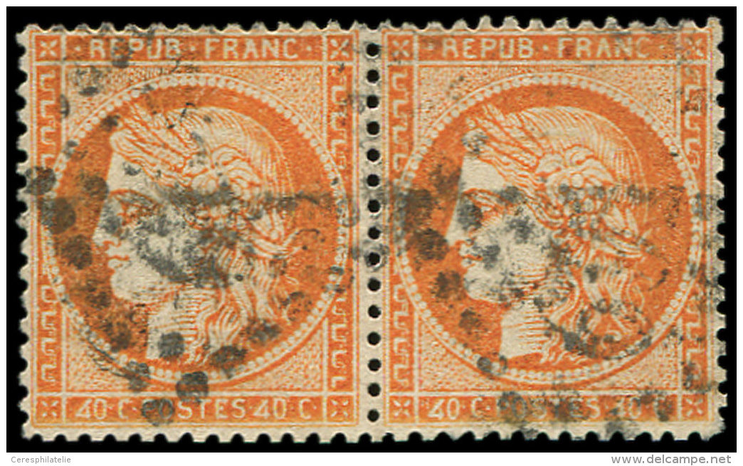 38f  40c. Orange, PAIRE De "4 RETOUCHES", Obl., TB. C - Autres & Non Classés