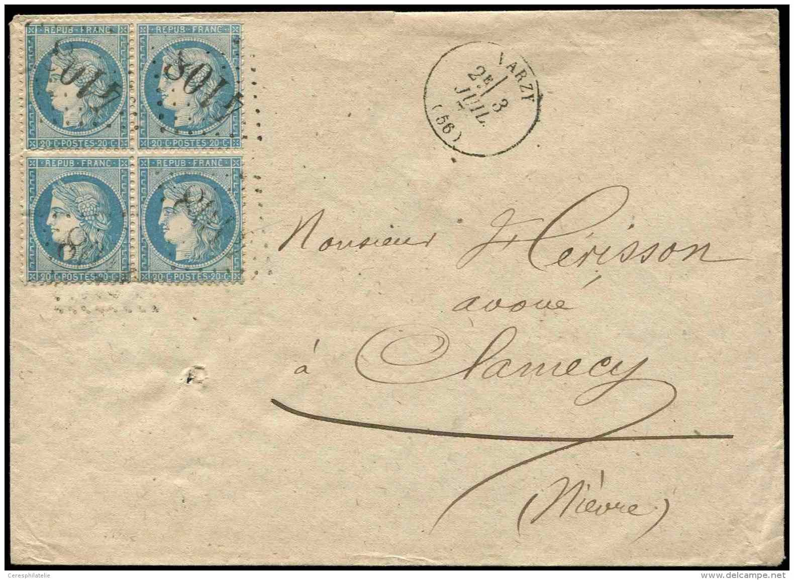 37   20c. Bleu, BLOC De 4 Obl. GC 4108 S. Env., C&agrave;d T16 VARZY 3/7/71, TB - Other & Unclassified