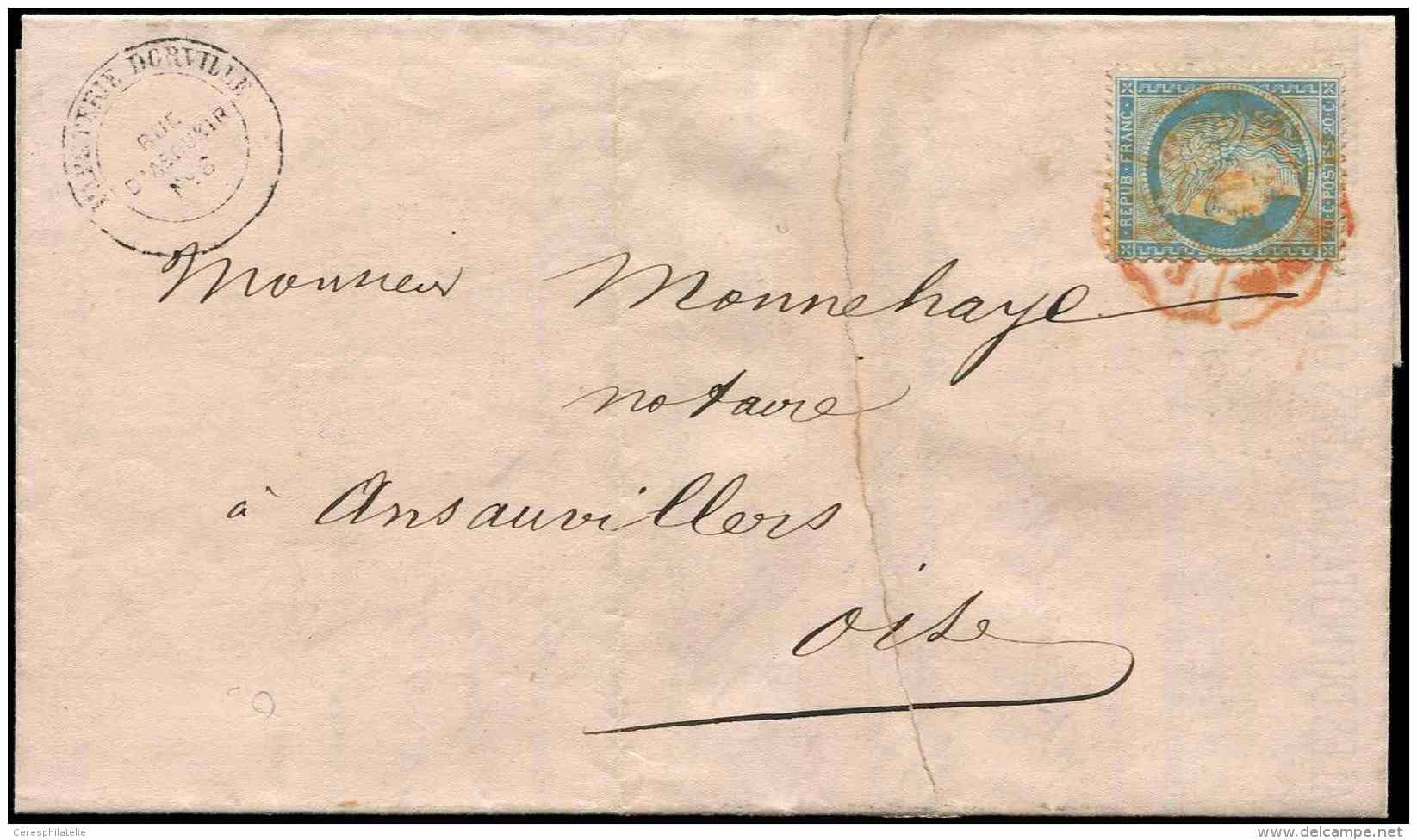 37   20c. Bleu, Obl. Cachet Rouge Des Imprim&eacute;s PP S. LAC Fendue Au Centre, Obl. RR, TB - Other & Unclassified