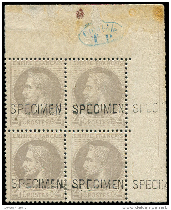 S27Bg 4c. Gris, BLOC De 4, Surch. SPECIMEN, Cdf Avec CONTROLE TP, La Paire Inf. Est * Et Petite Froiss. S. 2 Ex., N&eacu - Sonstige & Ohne Zuordnung